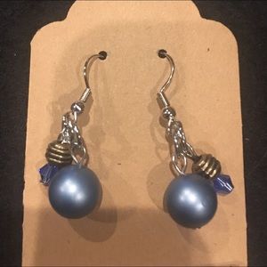 Blue Faux Pearl Earrings